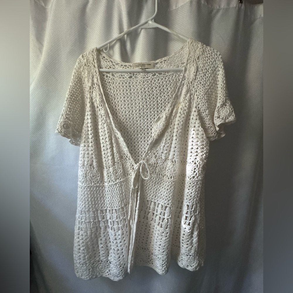 Jones New York White Crochet Top